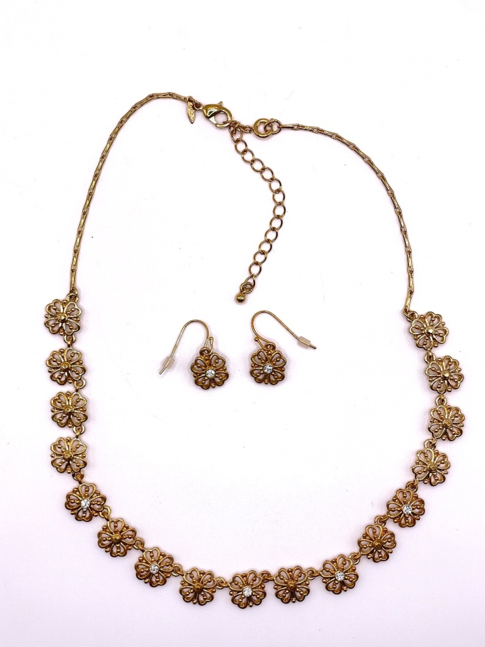 Vintage Avon 2005 Filigree Disk Collar Necklace and Earrings Set